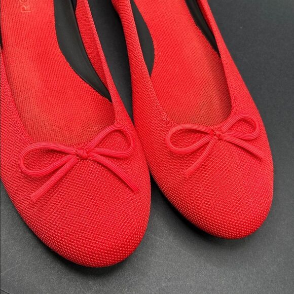 Rothy's Glamour Red Ballet Flats with Bow Size 10 - Picture 2 of 8
